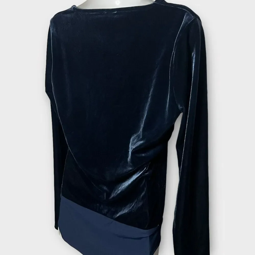 J. CREW Jeans Dark Blue Velvet Long Sleeve Snap Gusset One Piece Bodysuit Size M